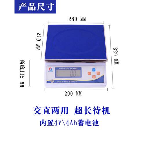 上海充电式天平3kg/3000g/0.1g6kg/0.2g15kg/0.5g30kg/1g - 图1