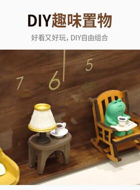中古风客厅转角时钟diy置物双面挂墙钟表2026新款免打孔创意挂钟
