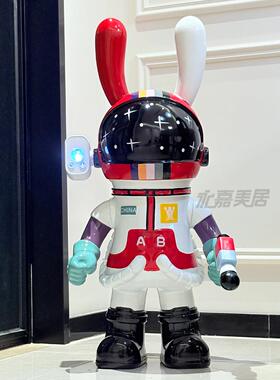高档太空兔太空人星际兔客厅电视柜落地大摆件氛围投影星空灯装饰