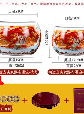 景德镇陶瓷客厅摆件水培养鱼缸花盆水培养鱼缸中式摆件装饰品客厅