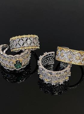 布拉提契戒指法式复古蕾丝开口时尚双色意大利高级感镂空名媛指环