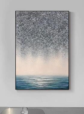 纯手绘大芬村灰色星空油画简约高档客厅装饰画沙发背景墙肌理挂画