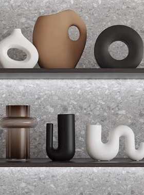 艺贝子高级感侘寂风艺术抽象小众装饰摆件中古小户型软装组合摆件