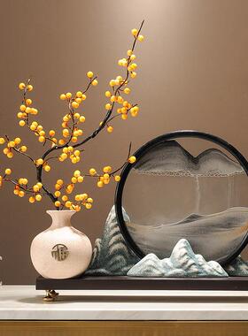 正品迎客松山水流沙画玄 画件新中式禅意关办公室茶室饰品沙装漏