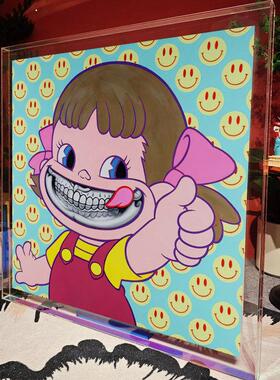 不二家牛奶妹装饰画亚克力相框装裱画女孩卧室儿童房潮流艺术画