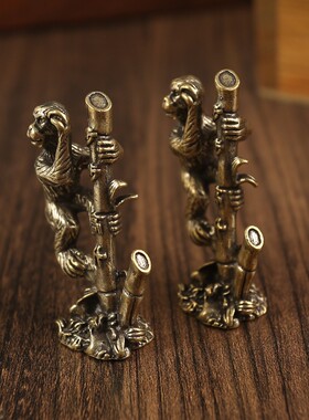 新款直销黄铜步步高升猴子摆件十二生肖猴创意桌面纯铜工艺品小铜