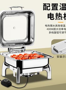 不锈钢液压自助餐炉方形加厚保温炉电加热可视布菲炉酒店早餐炉