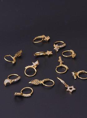 nose ring 鼻饰星星月亮爱心花朵十字锆石吊坠鼻环20GX8mm