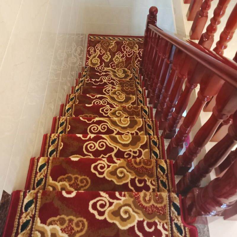 Yitian stair step mat new Chinese style spiral staircase glue-free self-absorbing self-adhesive non-slip corner full carpet customization