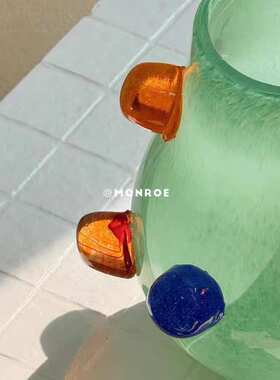 水客厅插花 家装创意高品质批发奢轻花瓶斑点彩色桌面养玻璃