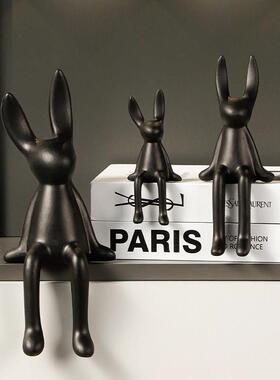 哑光坐姿长耳兔现代简约摆件轻奢高档客厅创意酒店样房软装饰摆设