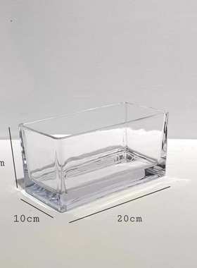 现代简约透明水培花器桌面透明长条方缸设计摆件
