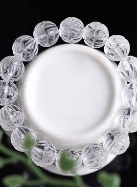2026天然白水晶莲花手链手工雕刻手串栩栩如生diy手工配件圈女款