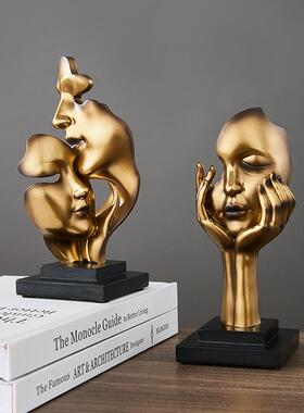 轻奢人脸摆件抽象艺术创意玄关客厅酒柜电视柜家居装饰品摆设包邮