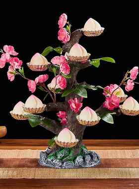 寿桃树架点心台摆件网红创意点缀酒店自助餐具装饰寿宴新中式包邮