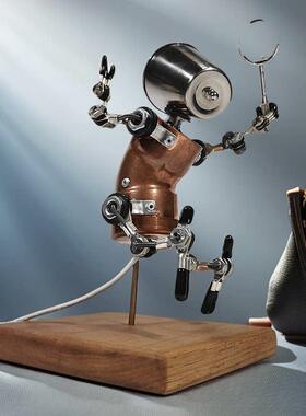 工业风 蒸气朋克 手工机器人桌面摆件装饰夜灯 羽毛球运动