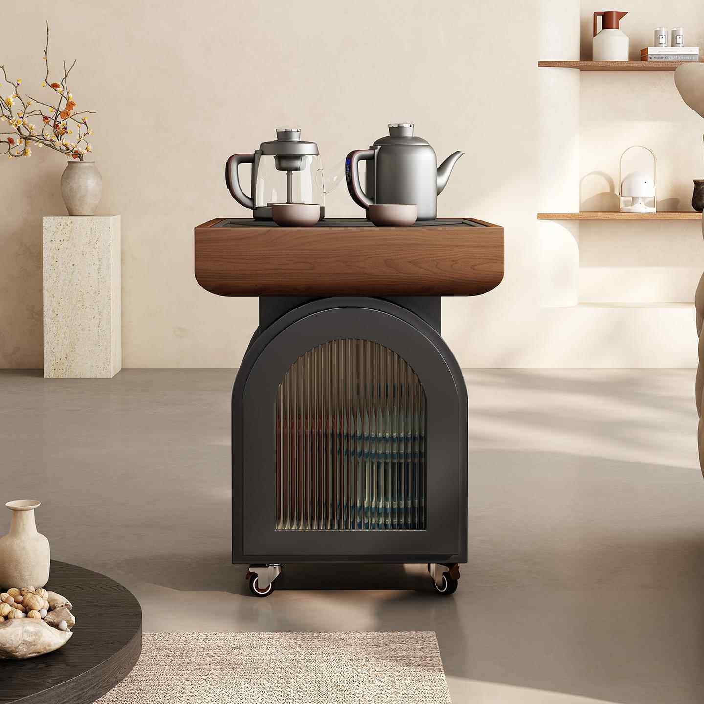 移动茶台家用小茶车沙发边几阳台休闲 茶台家用小茶桌烧水壶一体,淘宝优惠券,粉丝福利购,淘宝优惠卷