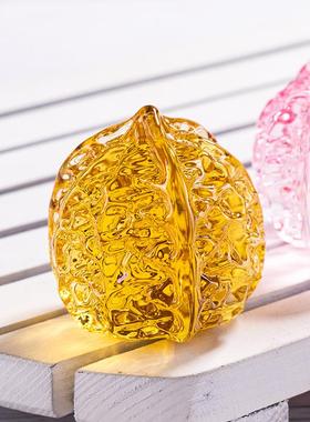 彩色水晶核桃摆件玻璃文玩核桃健身按摩手球手把件玩具送礼收藏