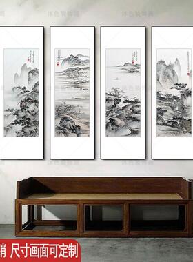 茶楼茶包间953背墙挂画民宿酒店四联墙画新中式样板室间饭店装景