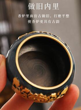 莲花黄铜线香炉香插沉香炉家用室内迷你香薰炉香座香托塔香炉摆件