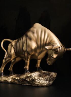 牛气冲天简约玄关装饰摆件客厅现代创意办公室高档轻奢家居工艺品