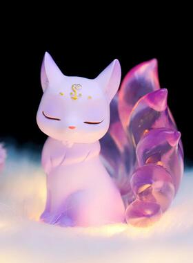 新款创意古风涂山九尾狐盲盒狐狸小摆件多肉女生桌面装饰物件礼品