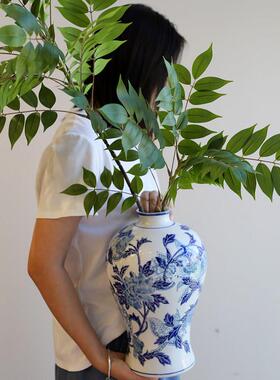 “京城牡丹”梅瓶中式青花瓷大肚陶瓷花瓶客厅茶几水养鲜花送礼