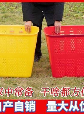 新彷竹编塑料背篓黄色镂空背篓家用户外胶背篓结实耐用牛娃背篼多