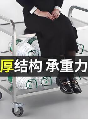 不锈钢送餐车小推车酒店收餐收碗车商用双层三层手推车酒水车移动