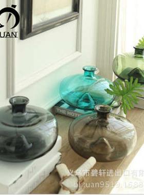 厂家直销 北欧简约现代文艺禅意细口圆壶玻璃花瓶 欧式艺术摆件