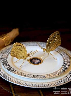 北欧ins创意小摆件样板房摆设金属蚂蚁蝴蝶动物摆件软装外装饰品