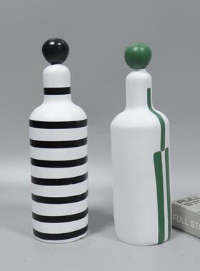 简酒瓶黑约现代创意清欧脂北现代简约家居装饰品花器小新文艺树瓶