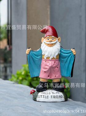 跨境花园摆件变态侏儒树脂工艺品Garden Gnome侏儒雕像花园装饰