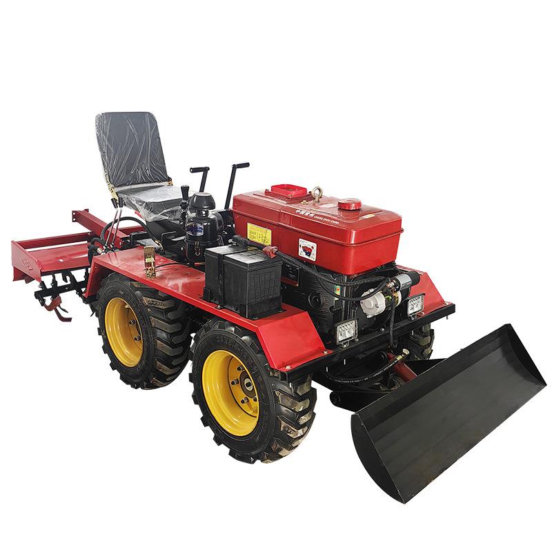 Multifunctional four-wheel ride-on rotary micro-tiller small household diesel four-wheel drive tillage agricultural ditch opener