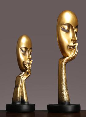 抽象艺术人脸面具轻奢现代简约摆件创意家居装饰品办公室工艺摆设