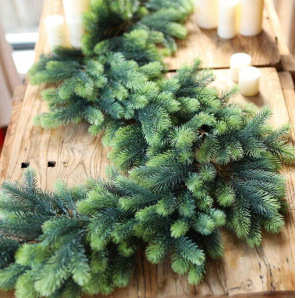 圣诞节藤条绿色白色1.8米圣诞场景布置挂件门饰花环藤条 - 图1