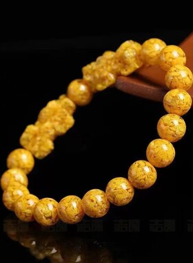 2026原矿朱砂透光晶体砂雄黄双貔貅手串本命年烫金手链女礼物