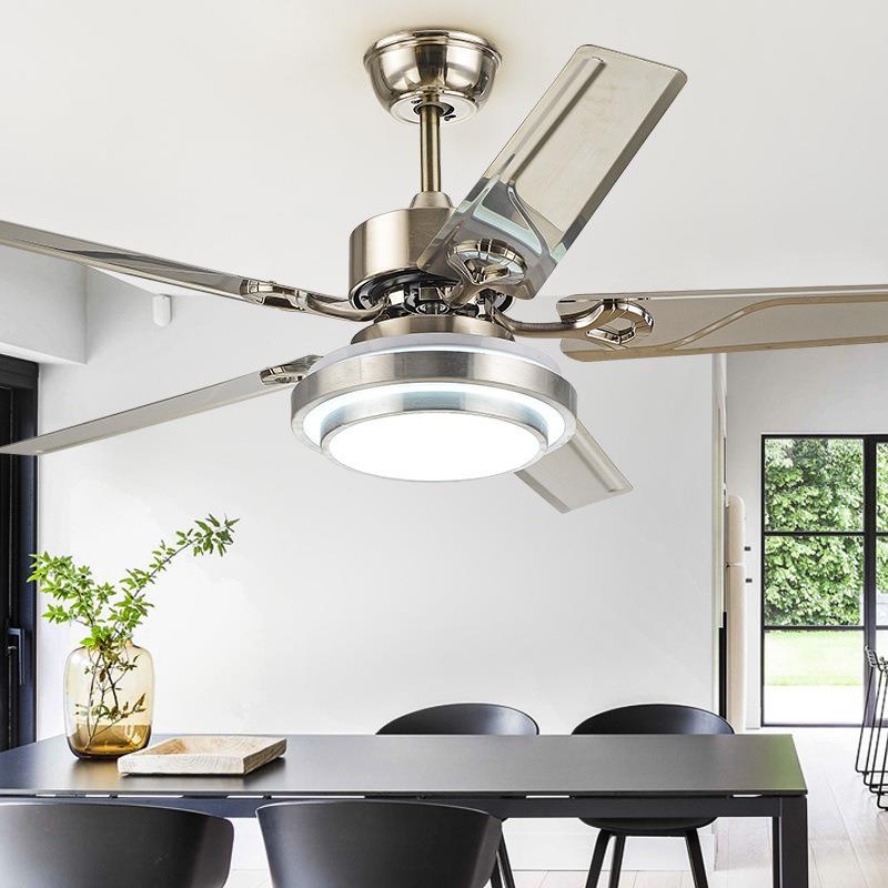 吊扇灯餐厅风扇灯家用卧室客厅大风力超静音变频带电风扇吊灯一体 - 图1