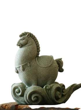 简约可爱马到成功创意生肖马摆件茶宠茶玩鱼缸造景客厅桌面装饰品