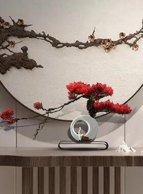 植物盆栽创意办公装饰品新中国风模拟欢迎松木盆景客厅家居装饰陈