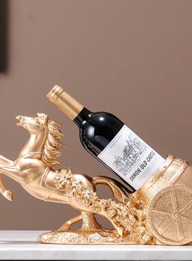 马到成功轻奢高档葡萄红酒架子客厅酒柜装饰品摆件高端大气上档次
