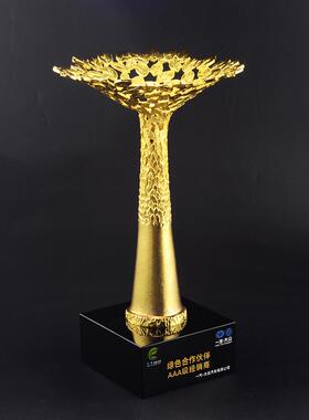 金属树形奖杯金属定制做工厂直销创意奖杯合金镀金新款