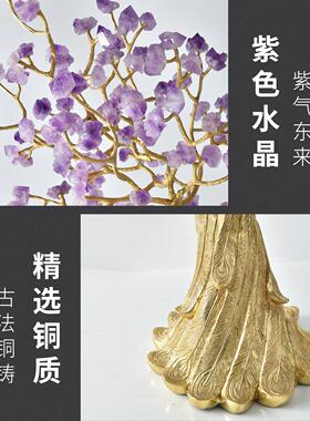 欧式轻奢孔雀落地大型摆件别墅玄关客厅楼梯下酒店会所高档装饰品