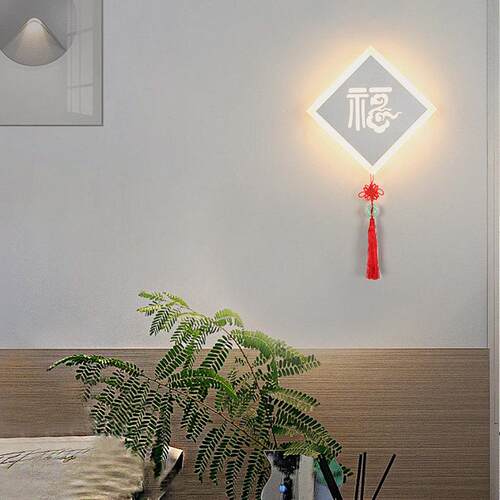 福字LED新中式壁灯玄关客厅餐厅卧室走廊过道阳台楼梯背景墙灯具 - 图3