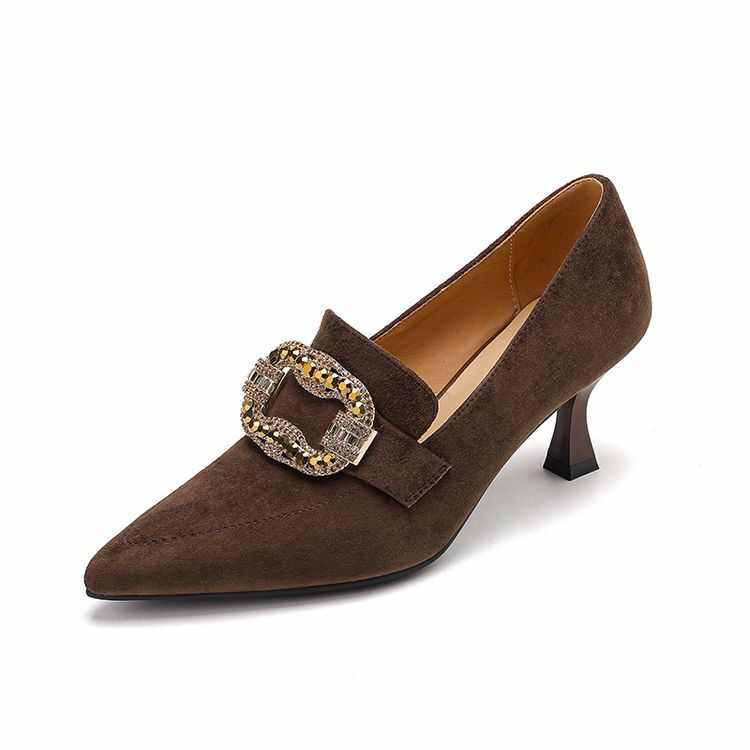 2025气质春秋新款尖头方扣水钻深口高跟单鞋女细跟不累脚女鞋,淘宝优惠券,粉丝福利购,淘宝优惠卷