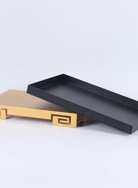 现代新中式金摆属提篮提设托盘铁艺摆件样MC-TY-95板房间厅客茶几
