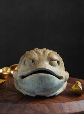 古铜官 全铜金蟾摆件存钱筒可爱彷真动物雕塑办公桌 礼品 工艺礼