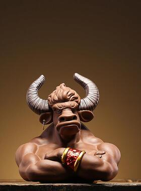 陶瓷招财进宝牛摆件客厅桌面酒柜牛摆件工艺品飞升牛年开幕礼品