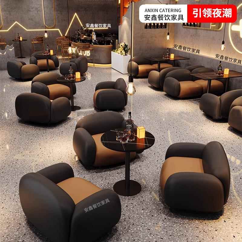 复古咖啡厅卡座沙发咖啡厅桌椅组合酒吧KTV双人奶茶餐桌商用座椅 - 图3