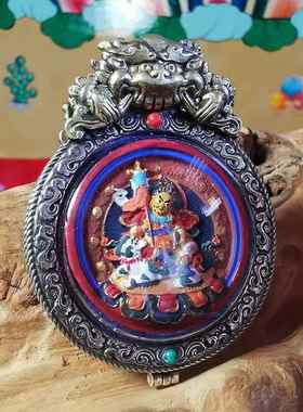 西藏矿物质彩绘擦擦佛像嘎乌盒吊坠本命佛财宝天王随身小唐卡挂件